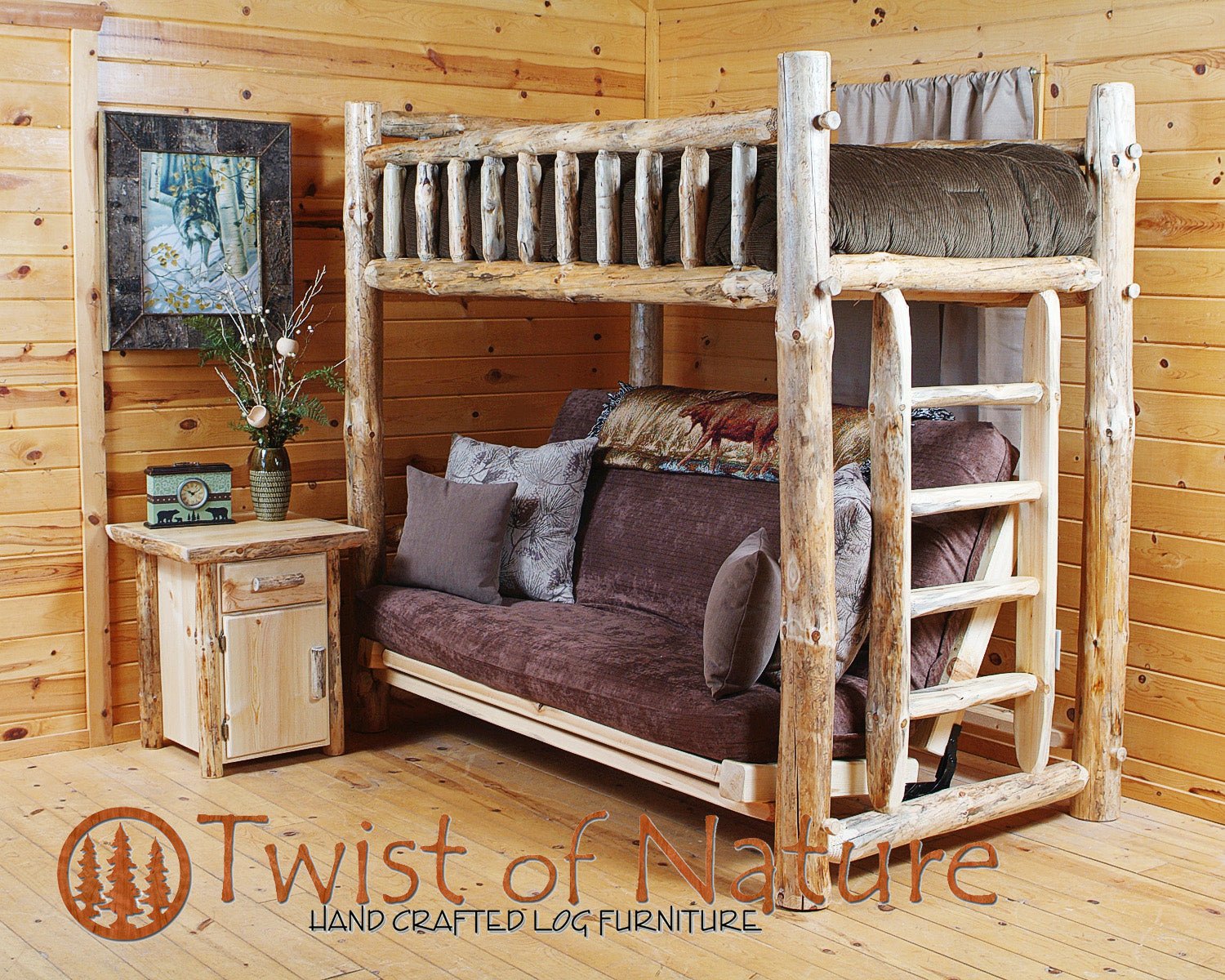 Futon Log Bunk Bed - Twist of Nature