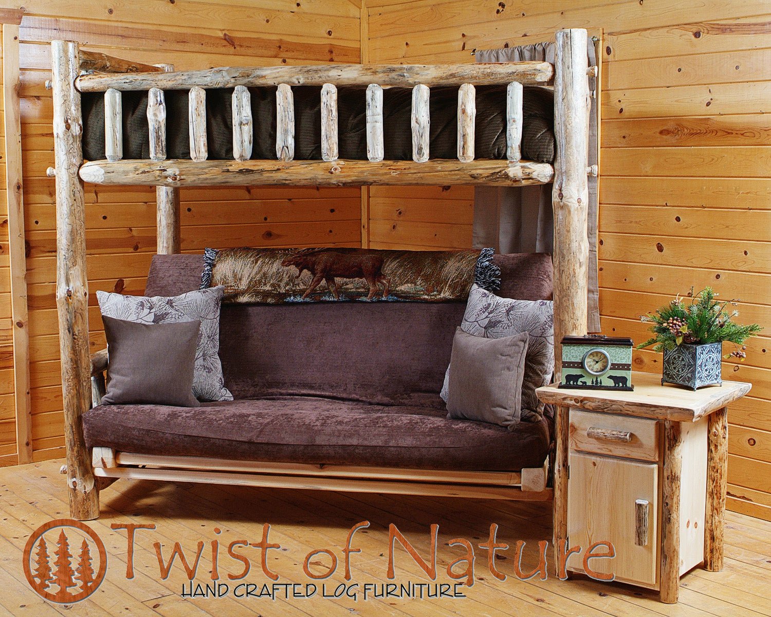 Futon Log Bunk Bed - Twist of Nature